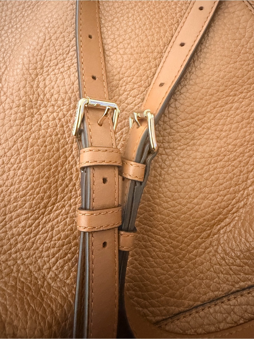 Michael Kors Chestnut Pebbled Leather Drawstring Backpack - Picture 8 of 9